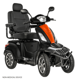 Matte Black Color with Orange Panel Pride BAJA® Raptor 2 Outdoor 4-Wheel Scooter - Angled View