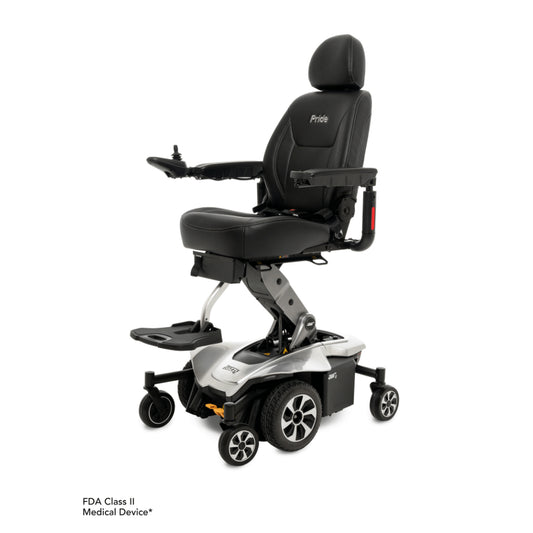 Silver Color Pride Jazzy® Air 2 Elevating Power Wheelchair - Angled View