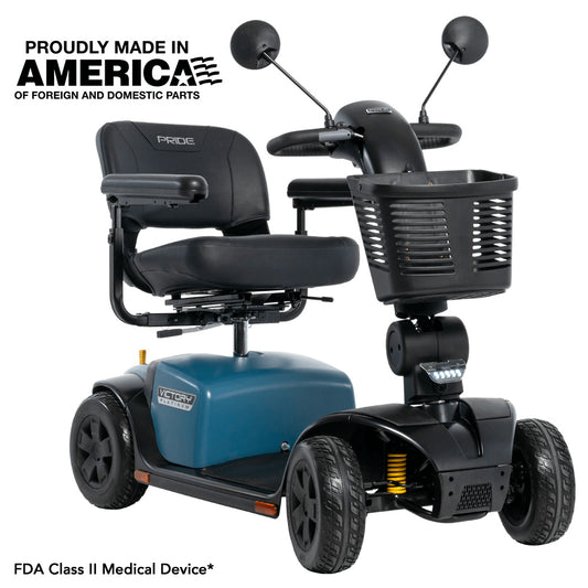 Ice Berg Blue Color Pride Victory® Platinum 4 Wheel Mobility - Angled View