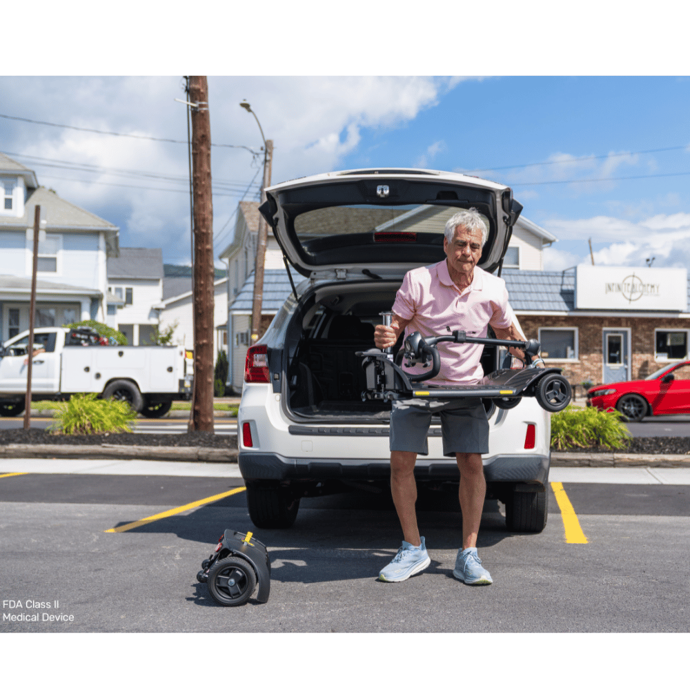 Pride Go Go® Ultra X Gen 3 4-Wheel Mobility Scooter in the parking lot