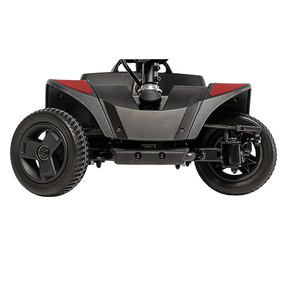 Pride Go Go Elite Traveller® 2 Mobility Scooter -  Close-up View of the Front Wheels