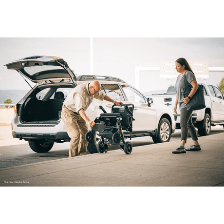  Pride Jazzy Carbon Lightweight Power Wheelchair in the Parking Lot