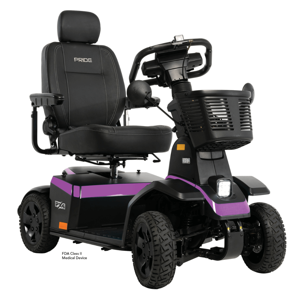Dark Violet Color Pride PX4 All Terrain Mobility Scooter - Angled View