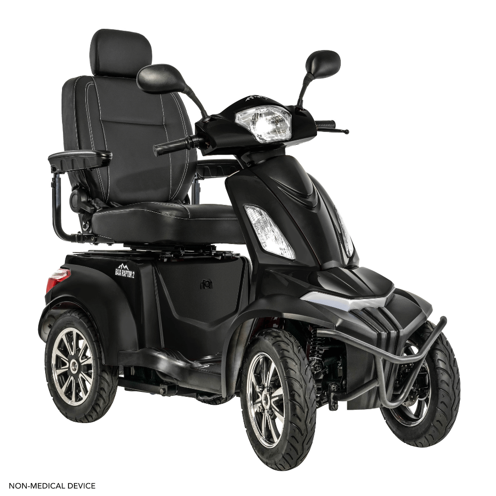 Matte Black Color Pride BAJA® Raptor 2 Outdoor 4-Wheel Scooter - Angled View