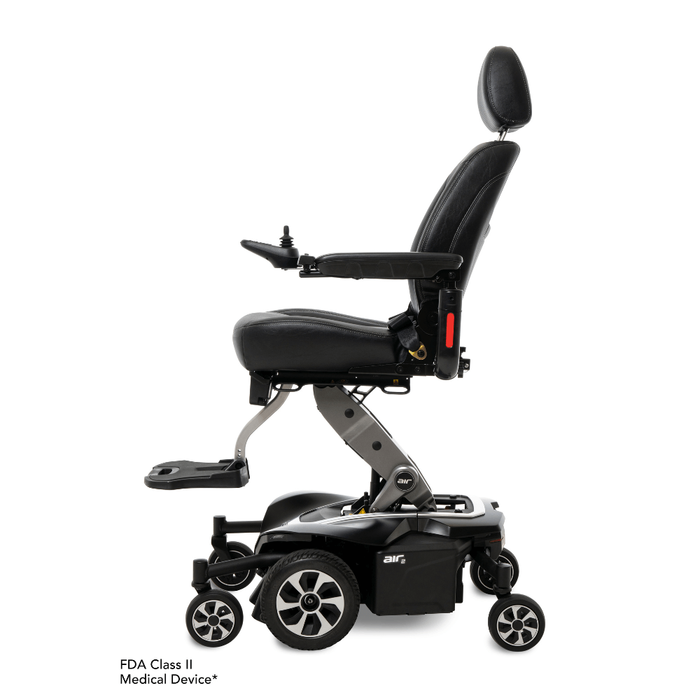 Black Pearl Color Pride Jazzy® Air 2 Elevating Power Wheelchair - Side View