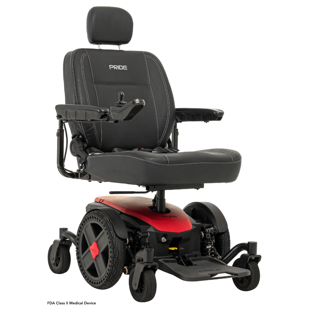 Cardinal Red Color Pride Jazzy® EVO 614 Active-Trac Suspension Powerchair - Angled View