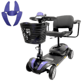 Purple ComfyGO Z-4 Ultra-Light Portable Electric Mobility Scooter Armrest Lifted - Angled View