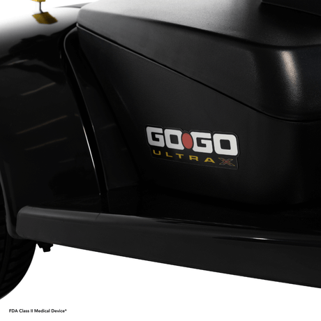 Pride Go Go® Ultra X 3-Wheel Scooter - Close-up View of the Logo