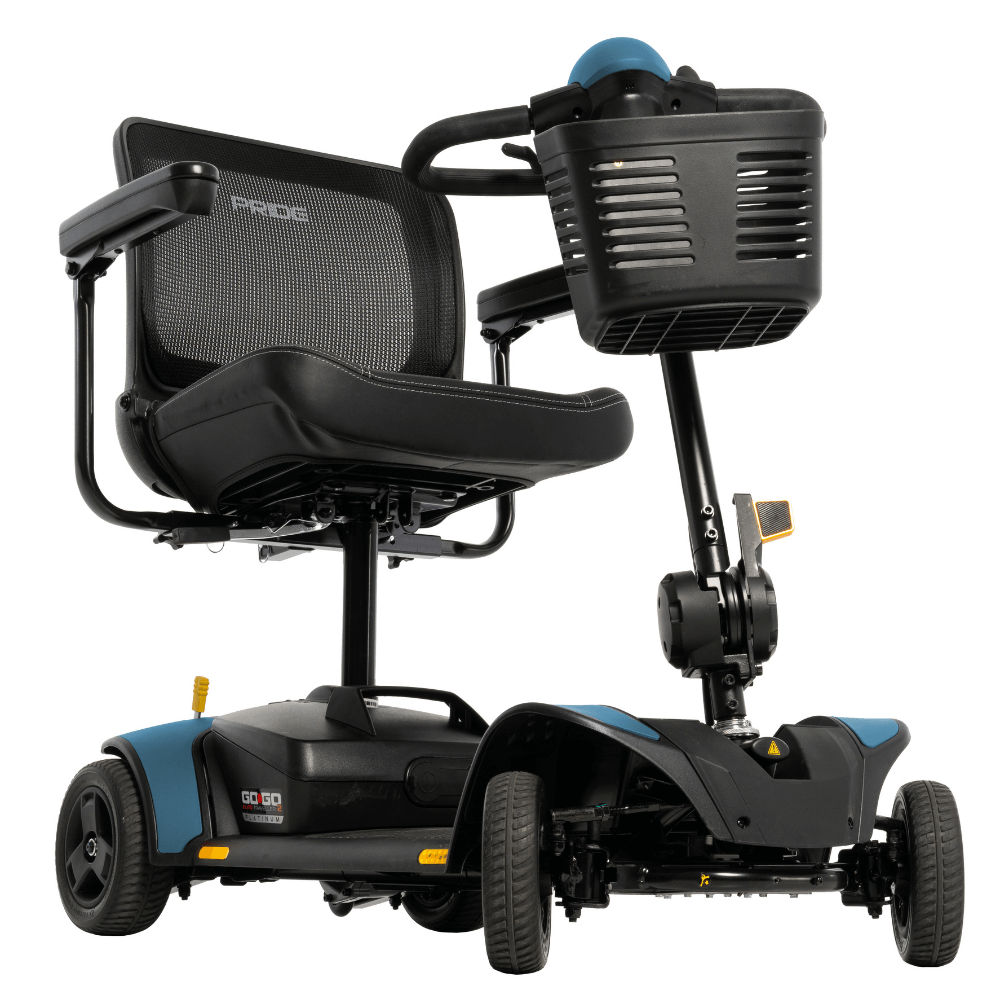 Robins Blue Egg Accent Pride Go Go Elite Traveller®2 Platinum 4-wheel - Left Angled View