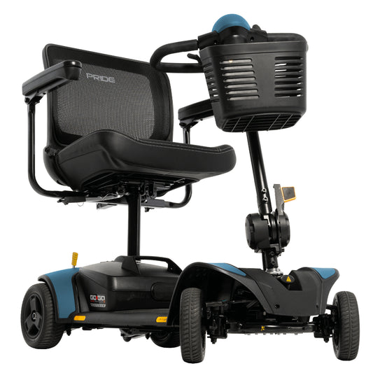 Robins Blue Egg Accent Pride Go Go Elite Traveller®2 Platinum 4-wheel - Left Angled View