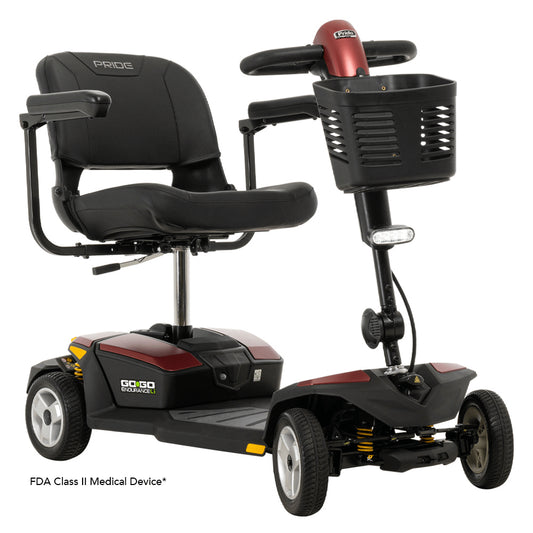 Red Color Pride Go Go® Endurance Li Mobility Scooter -  Angled View