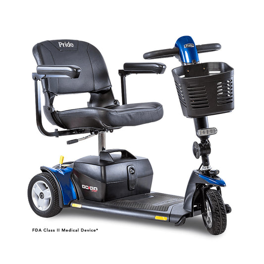 Blue Color  Pride Go Go® Sport 3-Wheel Mobility Scooter - Angled View