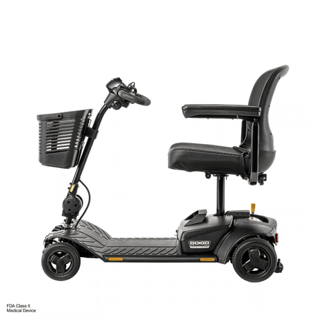 Pride Go Go Elite Traveller® Gen 3 Platinum Mobility Scooter in Black Color -  Side View