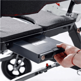 Enhance Mobility Roamate 3-in-1 Power Rollator in white color - Battery Closeup View