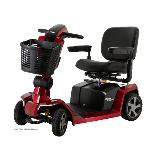 Candy Apple Red Color Pride Zero Turn 10 Mobility Scooter - Angled View