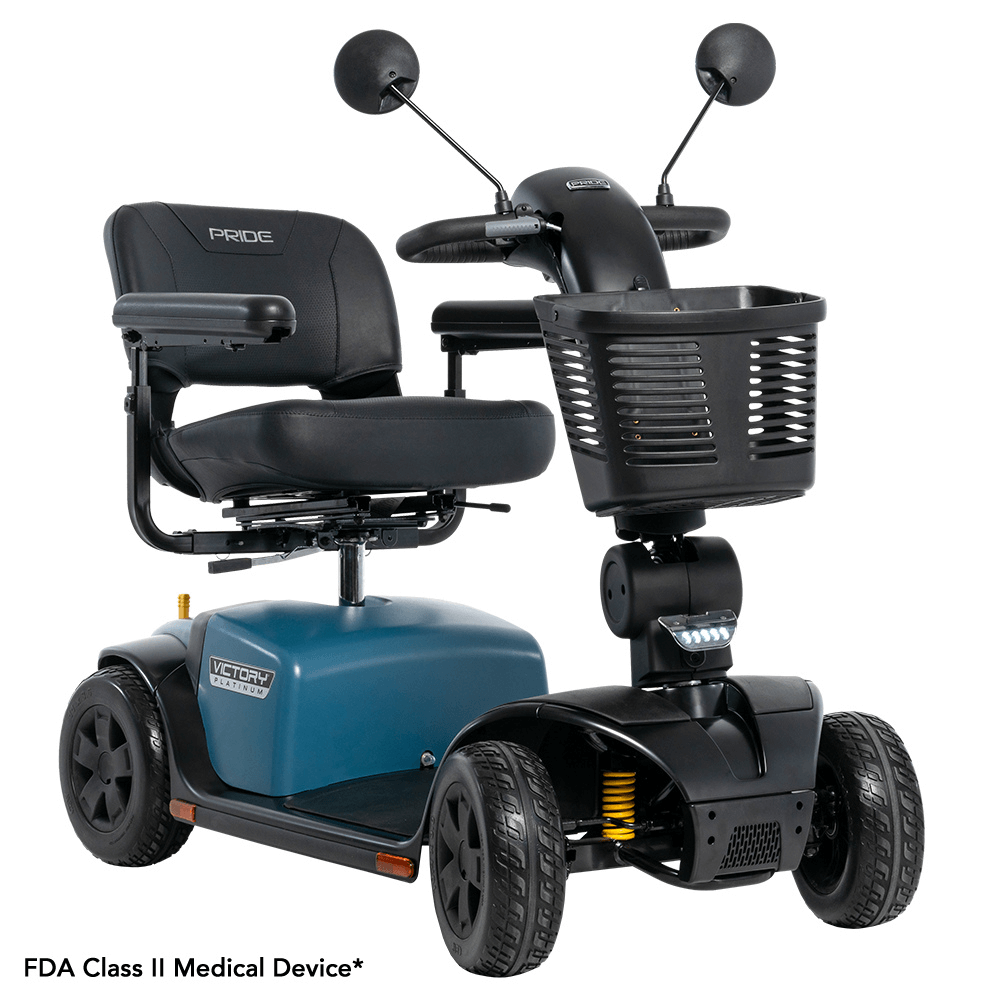 Ice Berg Blue Color Pride Victory® Platinum 4 Wheel Mobility - Angled View