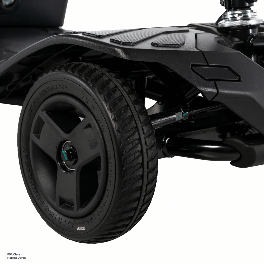 Pride Go Go® Ultra X Gen 3 4-Wheel Mobility Scooter In black Color -  Rear Wheel Closeup View