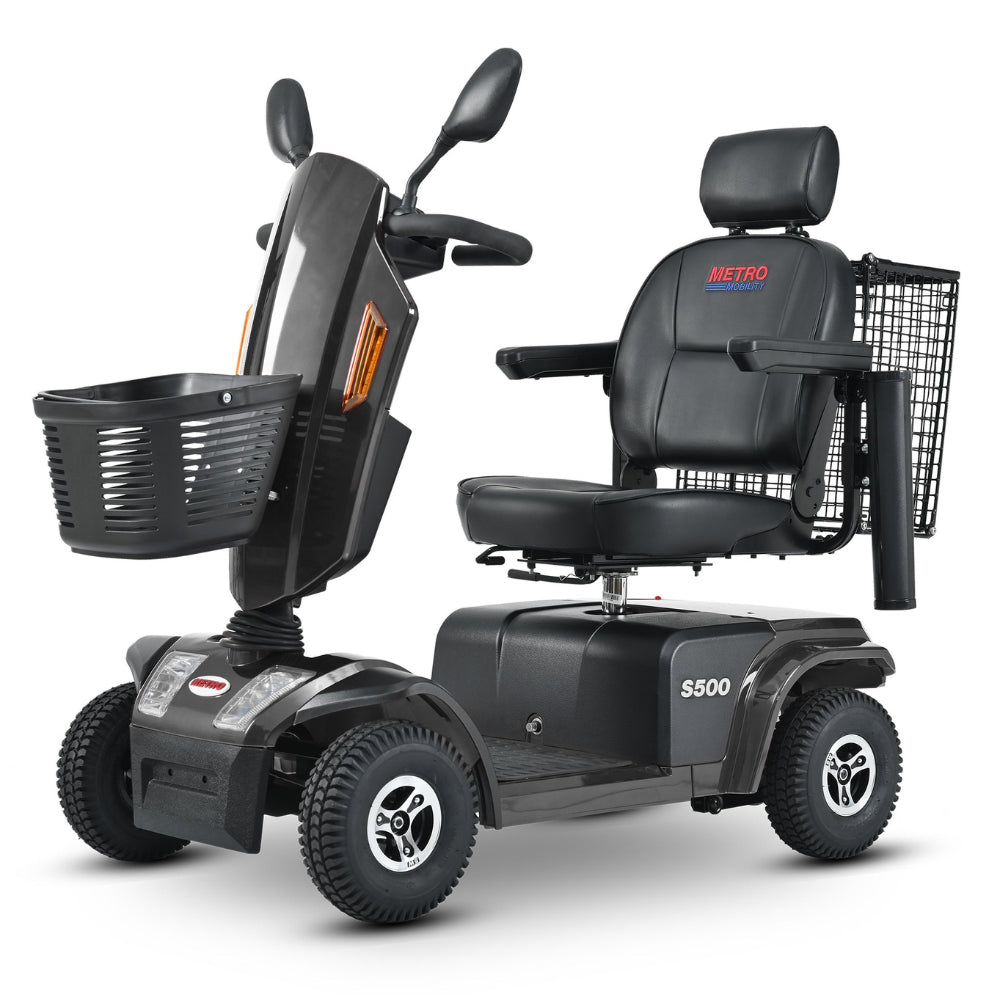 Black Metro Mobility S500 4-Wheel Mobility Scooter - Angled View