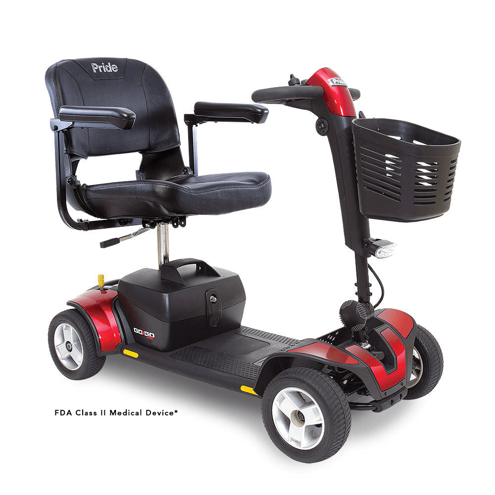 Red Accent Pride Go Go® Sport 4-Wheel Mobility Scooter - Angled View