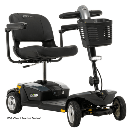 Black Color Pride Go Go® Endurance Li Mobility Scooter -  Angled View