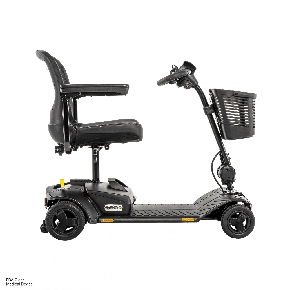 Pride Go Go Elite Traveller® Gen 3 Platinum Mobility Scooter in Black Color -  Side View