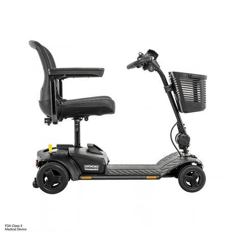 Pride Go Go Elite Traveller® Gen 3 Platinum Mobility Scooter in Black Color -  Side View