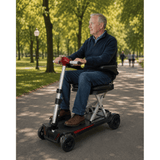 Enhance Mobility MobiFree Folding Mobility Scooter in Red Color - Outdoor Lifestyle