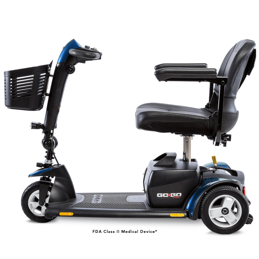 Blue Color  Pride Go Go® Sport 3-Wheel Mobility Scooter - Side View