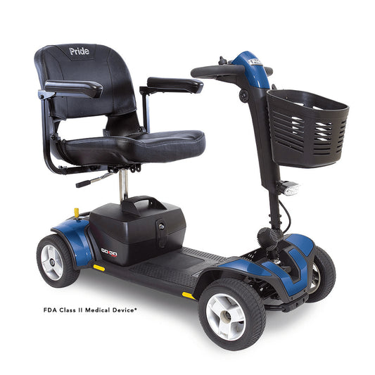 Blue Accent Pride Go Go® Sport 4-Wheel Mobility Scooter - Angled View