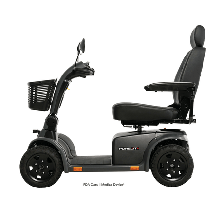 Matte Gray Pride Pursuit 2 Outdoor Mobility Scooter - Side View