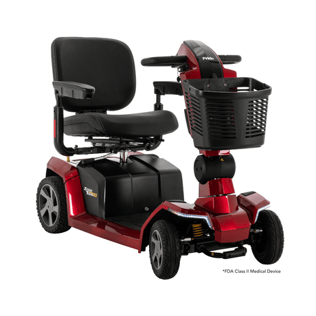 Candy Apple Red Color Pride Zero Turn 10 Mobility Scooter - Angled View