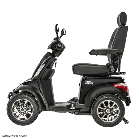 Matte Black Color Pride BAJA® Raptor 2 Outdoor 4-Wheel Scooter - Side View
