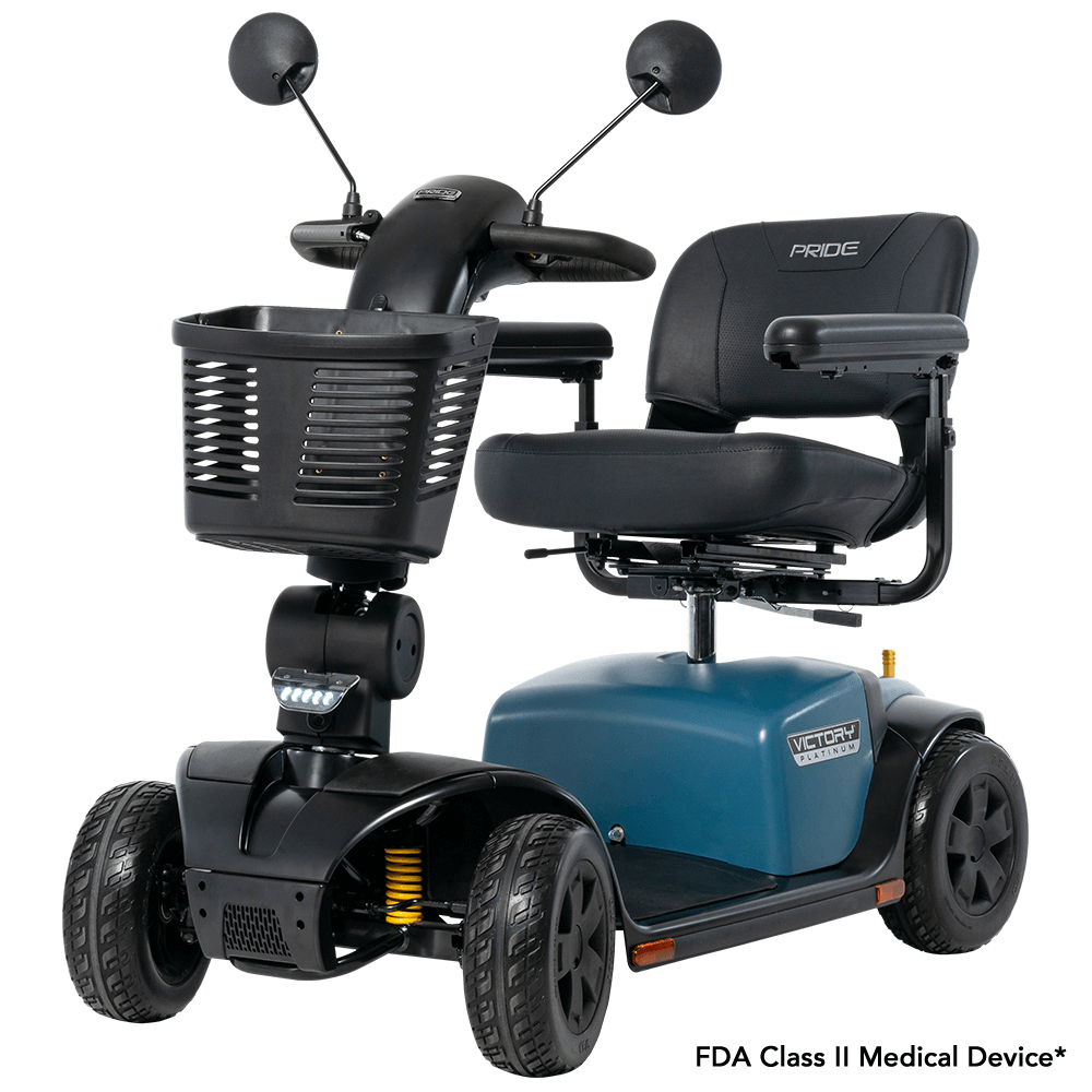Ice Berg Blue Color Pride Victory® Platinum 4 Wheel Mobility - Angled View