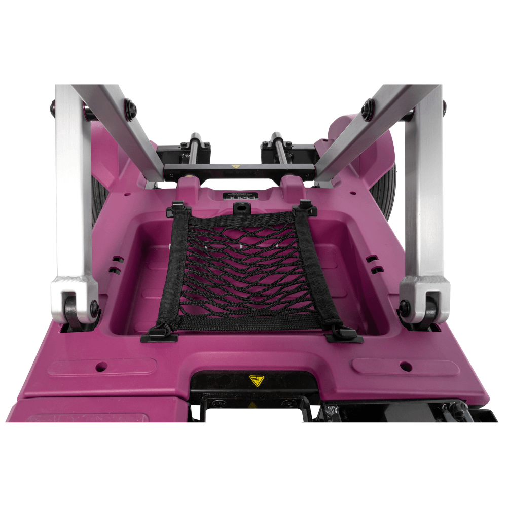 Sugar Plum Color Pride i-Go™ Lightweight Folding Travel Scooter Closeup View of the Under Seat Compartment