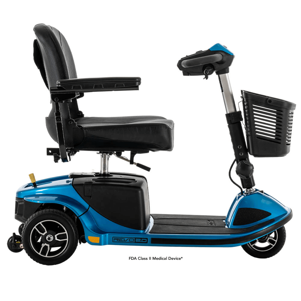 True Blue Color Pride Revo® 2.0 Portable 3-Wheel Scooter - Side View