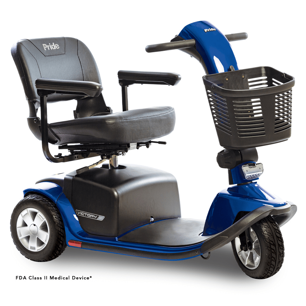  Candy Apple Red Pride Victory® 10 Portable 3-Wheel Scooter - Angled View