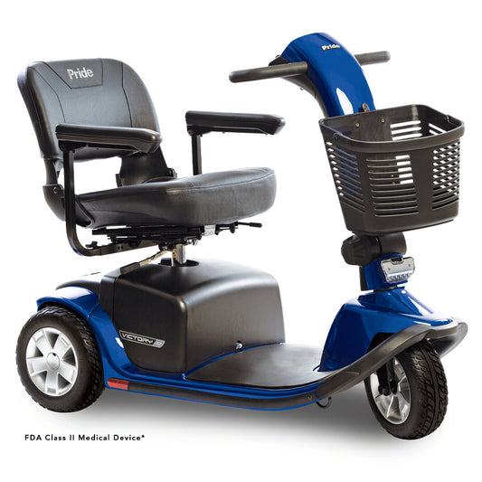 Candy Apple Red Pride Victory® 10 Portable 3-Wheel Scooter - Angled View