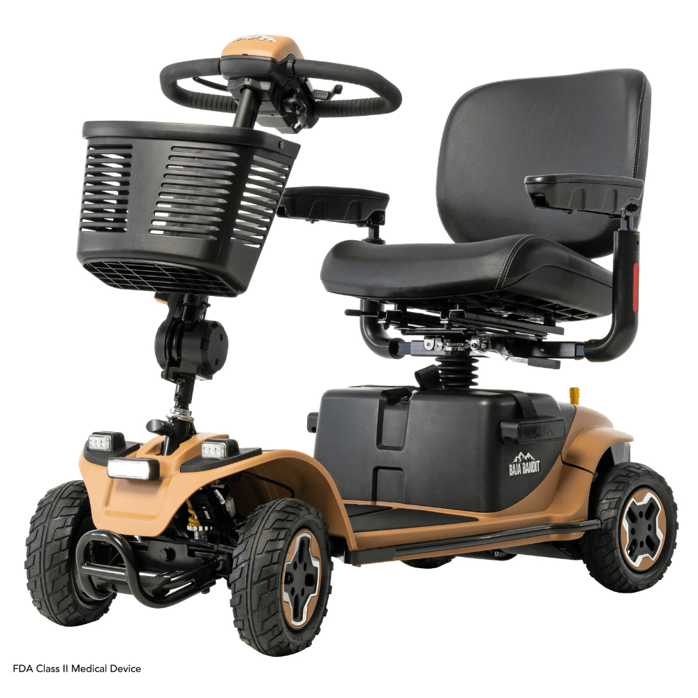 Tan Color Pride Baja® Bandit All Terrain Mobility Scooter - Angled View