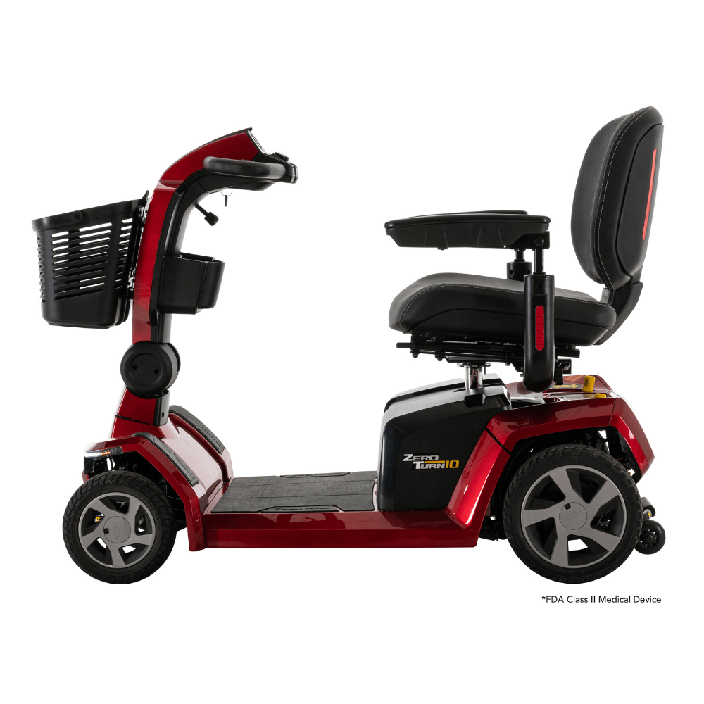 Candy Apple Red Color Pride Zero Turn 10 Mobility Scooter - Side View