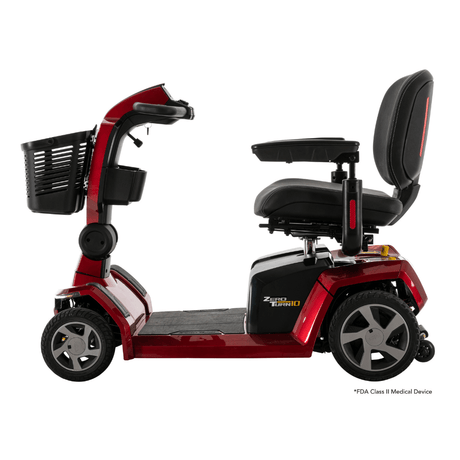 Candy Apple Red Color Pride Zero Turn 10 Mobility Scooter - Side View