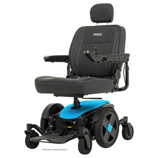 Robin's Egg Color Pride Jazzy® EVO 614HD Heavy Duty Powerchair - Angled View