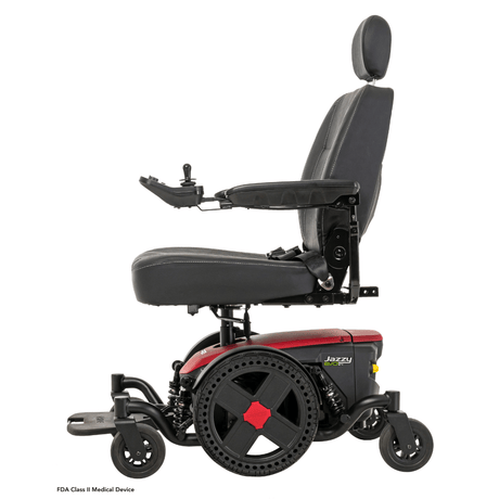 Cardinal Red Color Pride Jazzy® EVO 614 Active-Trac Suspension Powerchair - Side View