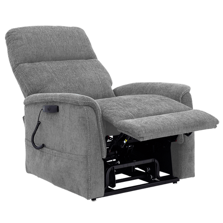 Shale Color Pride Sitting Pretty Lift Chair Genesis LC-150 -  Reclined Position - Angled View