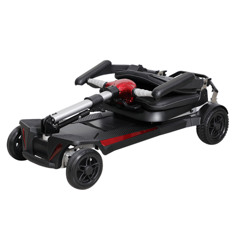 Enhance Mobility MobiFree Folding Mobility Scooter in Red Color - Folded Angled View