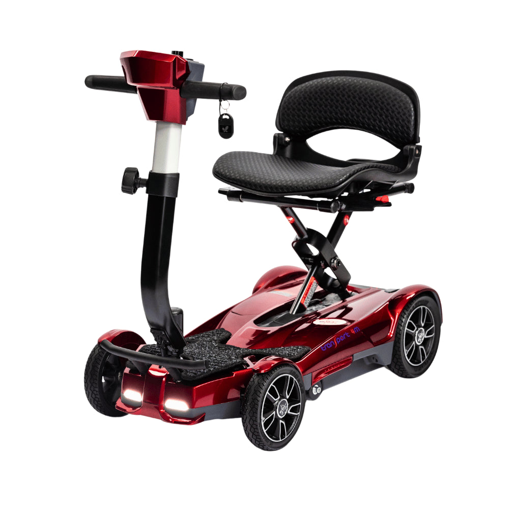  EV Rider Red 4M Mobility Scooter - Angled View