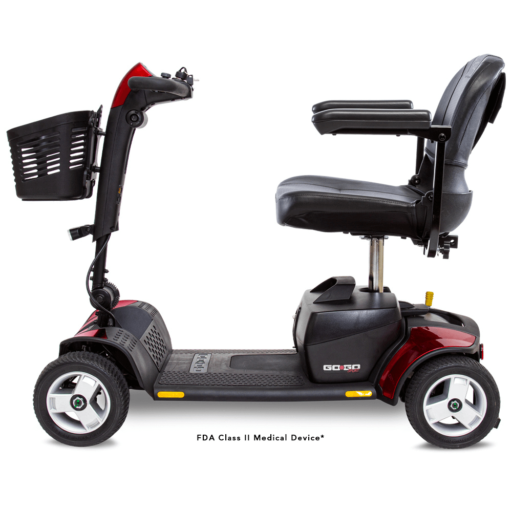 Red Accent Pride Go Go® Sport 4-Wheel Mobility Scooter - Side View