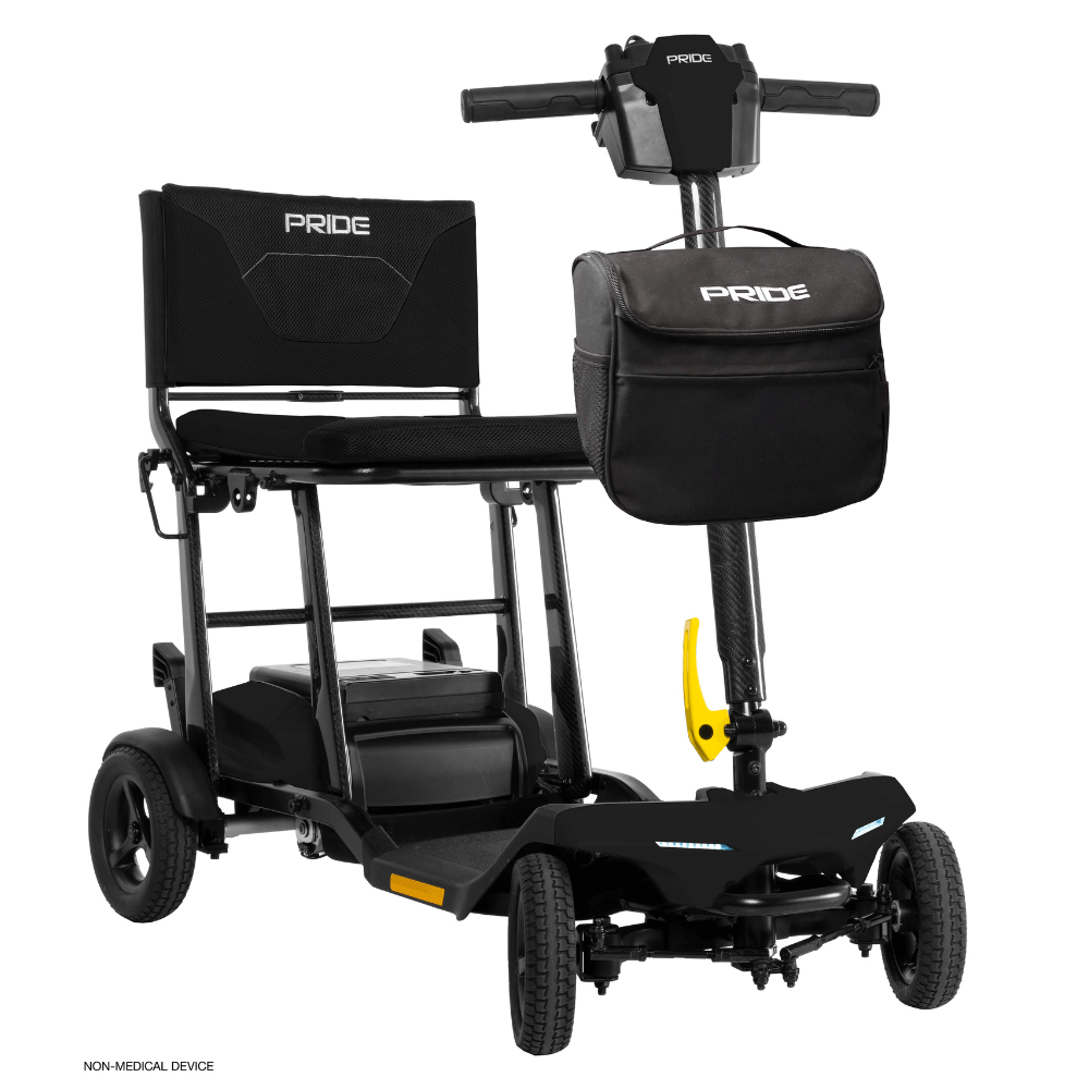 Black Color  Pride Go Go® Super Portable Mobility Scooter -  Angled View