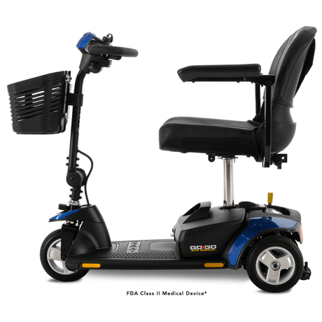 Blue Pride Go Go Elite Traveller® 3-Wheel Scooter 18AH Battery - Angled View