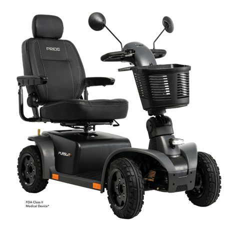 Matte Gray Pride Pursuit 2 Outdoor Mobility Scooter - Angled View