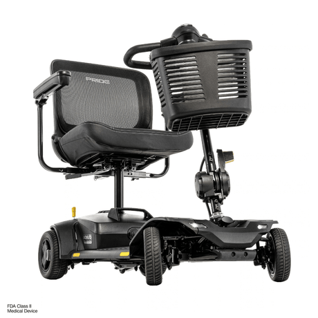 Pride Go Go Elite Traveller® Gen 3 Platinum Mobility Scooter in Black Color -  Angled View